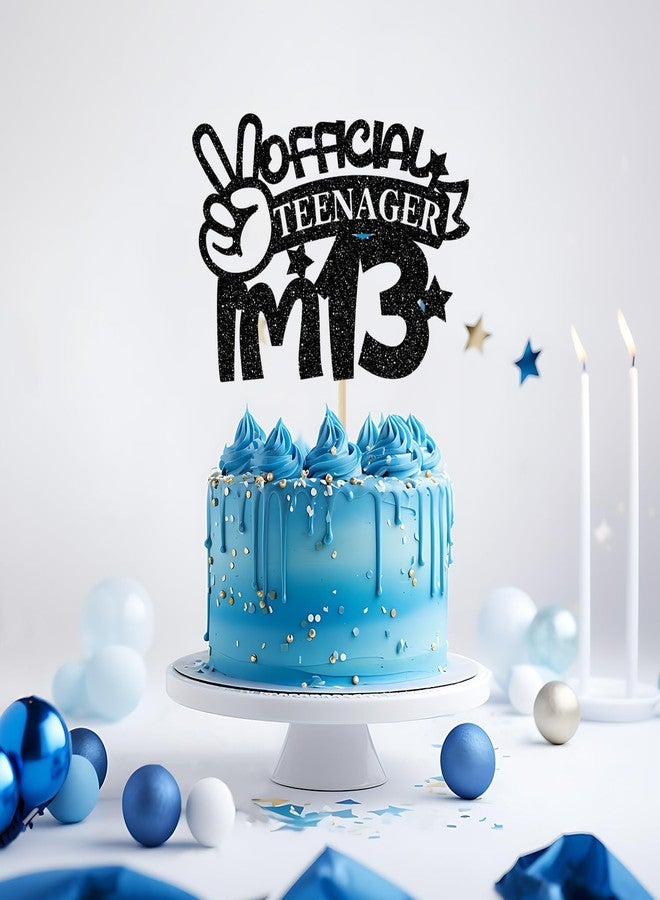 SVM CRAFT زينة كعكة SVM CRAFT®، زينة كعكة رسمية للمراهقين "عمري 13 عامًا"، زينة حفلة عيد ميلاد رائعة للأولاد، زينة عيد ميلاد مضحكة للمراهقين، زينة كعكة عيد ميلاد سعيد 13 باللون الأسود اللامع - Image 4